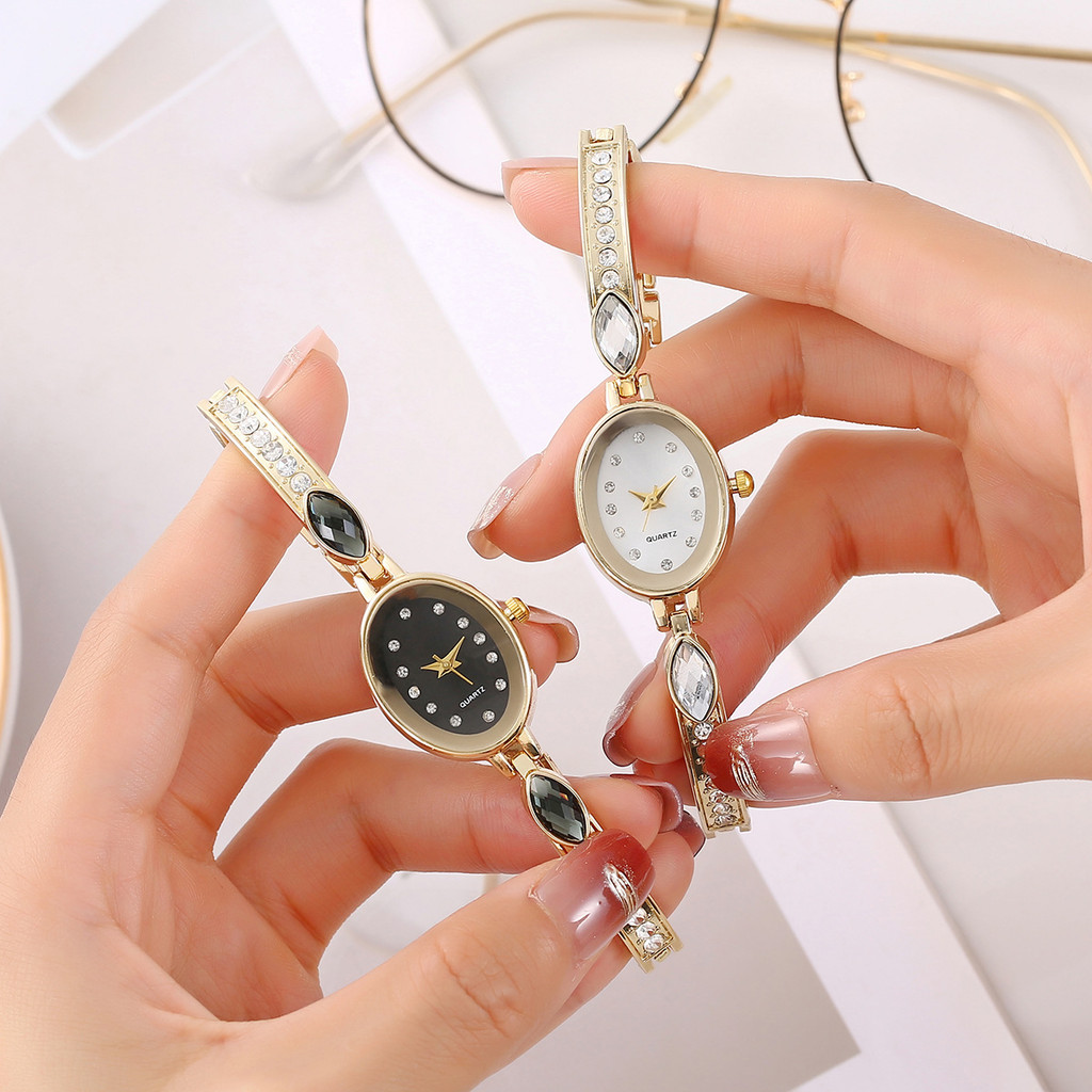 ผู้หญิงนาฬิกาหรูหรารูปไข่หน้าปัดขนาดเล็ก ดู สําหรับผู้หญิงอารมณ์หรูหราสุภาพสตรีควอตซ์สร้อยข้อมือนาฬิกาข้อมือ - รูปที่ 6