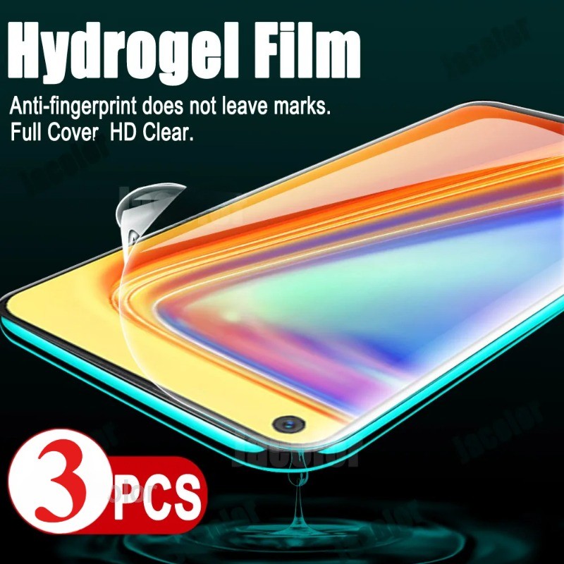 3 ชิ้น 3D Full Cover HD Clear Soft Hydrogel ฟิล์ม Anti Blue Light โทรศัพท์ป้องกันหน้าจอสําหรับ Realm