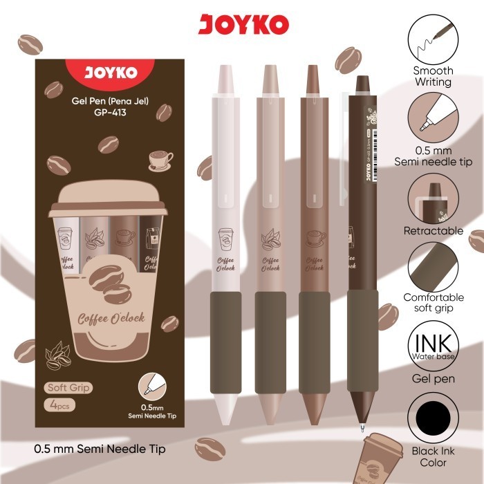 ปากกาเจล GP-413 Joyko Coffee Oclock Pen 0.5 mm