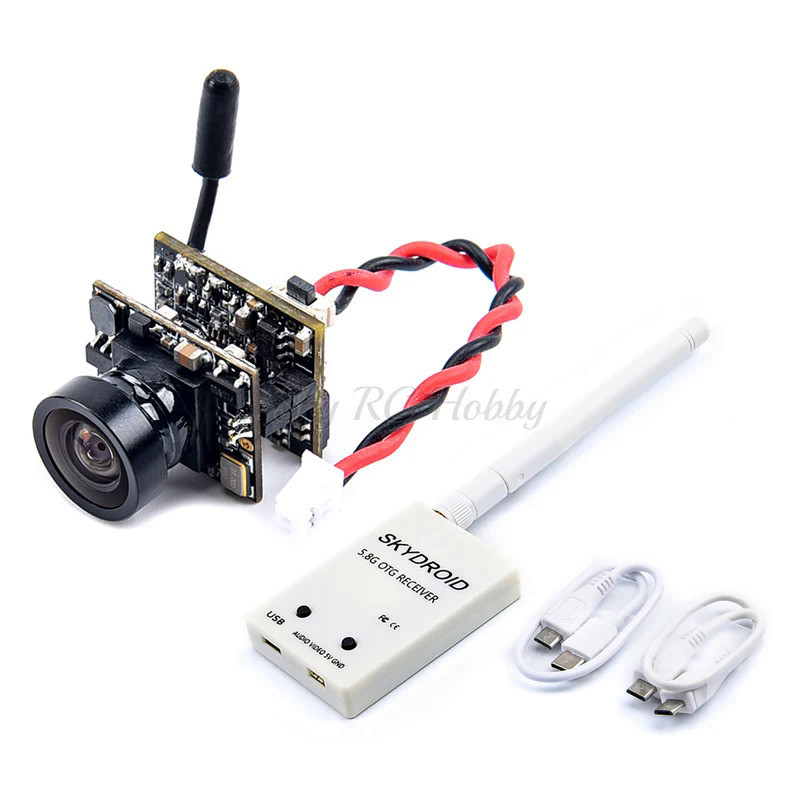 KS Mini 5.8G FPV 40CH 25MW VTX 600TVL กล้อง + Skydroid OTG UVC Receiver สำหรับโทรศัพท์มือถือ Android