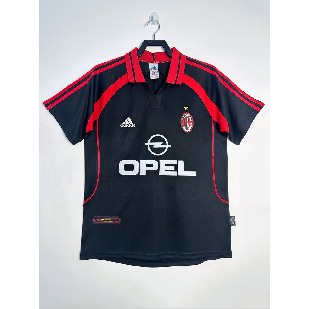 Retro 2000-01 AC Milan 2away Football jersey แขนสั้นคุณภาพสูงรุ่นไทยชุดฝึกซ้อม Retro Football shirt 