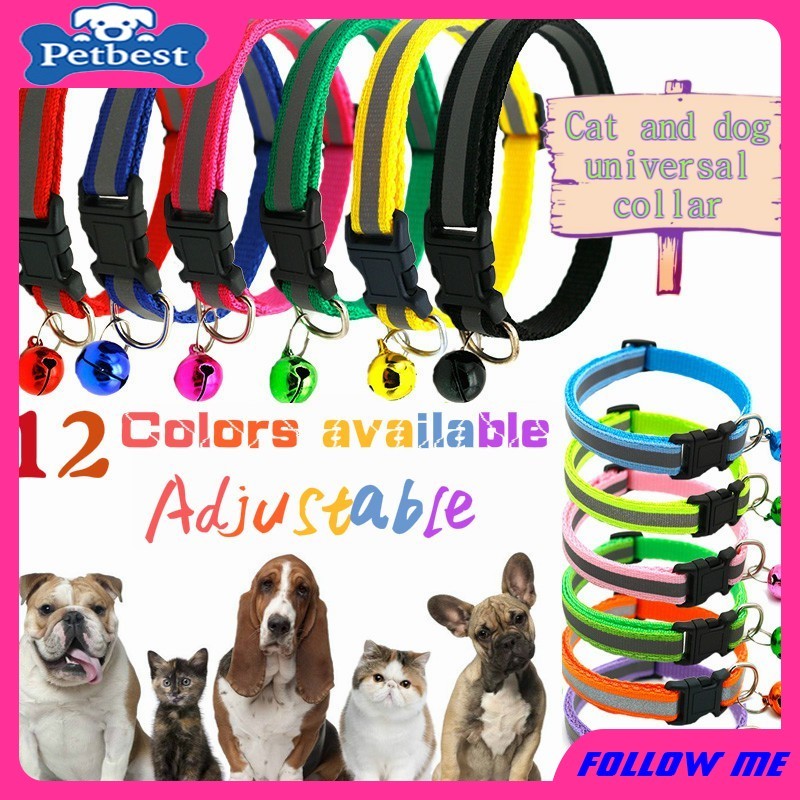 20 สีไนลอน Rantai Kucing ผ้าคอแมวลูกแมวสุนัขลูกสุนัขกระดิ่งคอสุนัขสัตว์เลี้ยง Accesories สัตว์เลี้ยงอุปกรณ์สัตว์เลี้ยงปรับ 19-32 ซม.