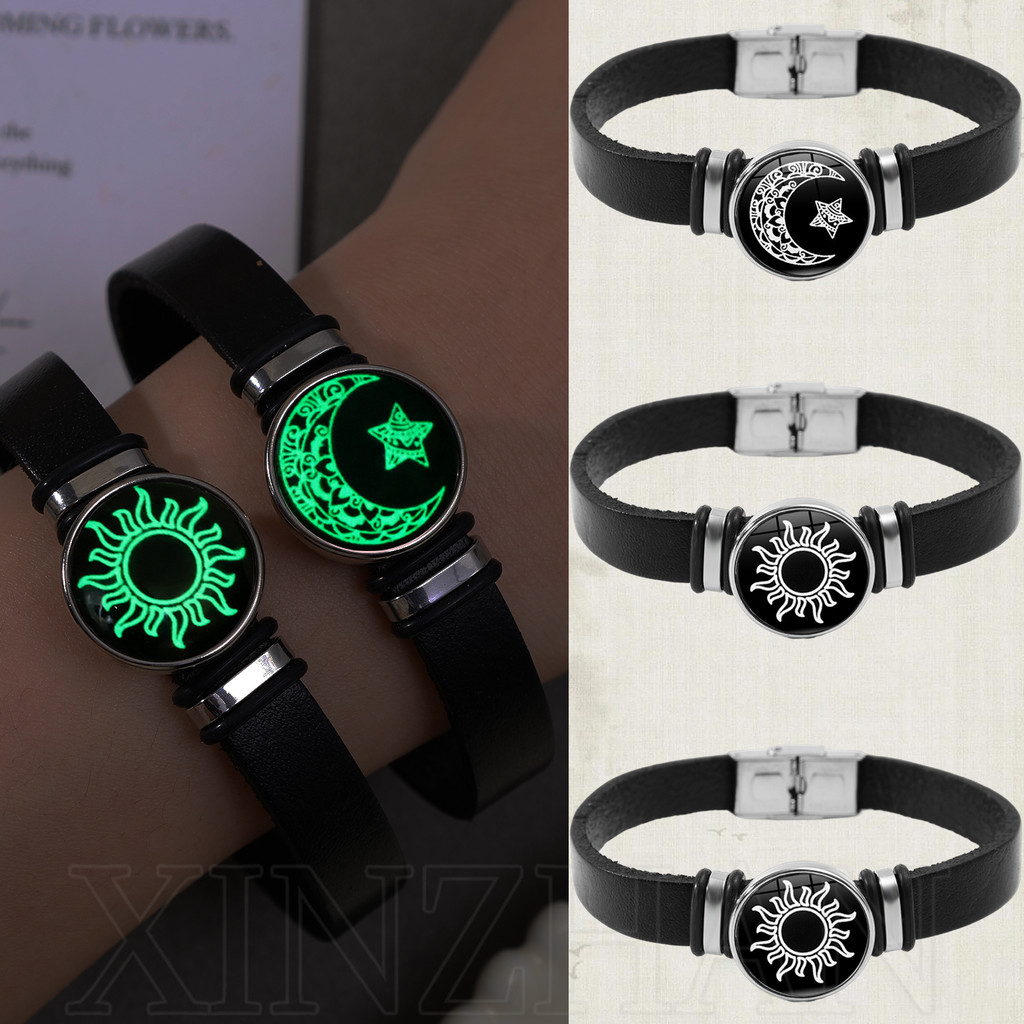 1คู่ส่องสว่างอาทิตย์ดวงจันทร์คู่สายสร้อยข้อมือ-ปรับโซ่สร้อยข้อมือ-คนรักเครื่องประดับแฟชั่น-ของขวัญเครื่องประดับวันวาเลนไทน์-โรแมนติกหรูหราโลหะผสมหัวเข