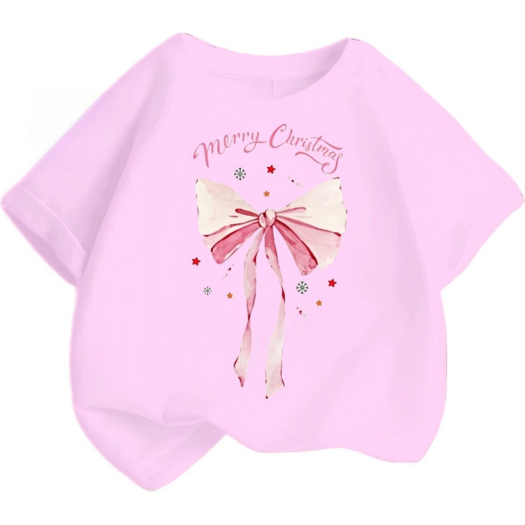 (จัดส่งตลอด 24 ชั่วโมง) Merry ChristmasChildren's เสื้อยืดเด็กสาวคริสมาสต์เสื้อยืดรูปแบบ