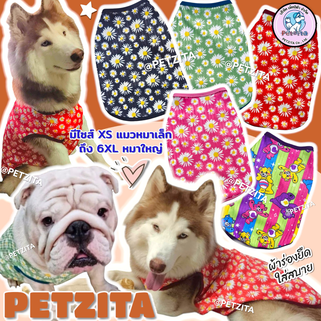 🇹🇭พร้อมส่ง🇹🇭 ไซส์ XS-6XL ใหญ่ 🌈🙂☺️ เสื้อแขนกุดผ้าร่องใส่สบาย เสื้อสัตว์เลี้ยง แมว สุนัข หมาใหญ่ สุนั