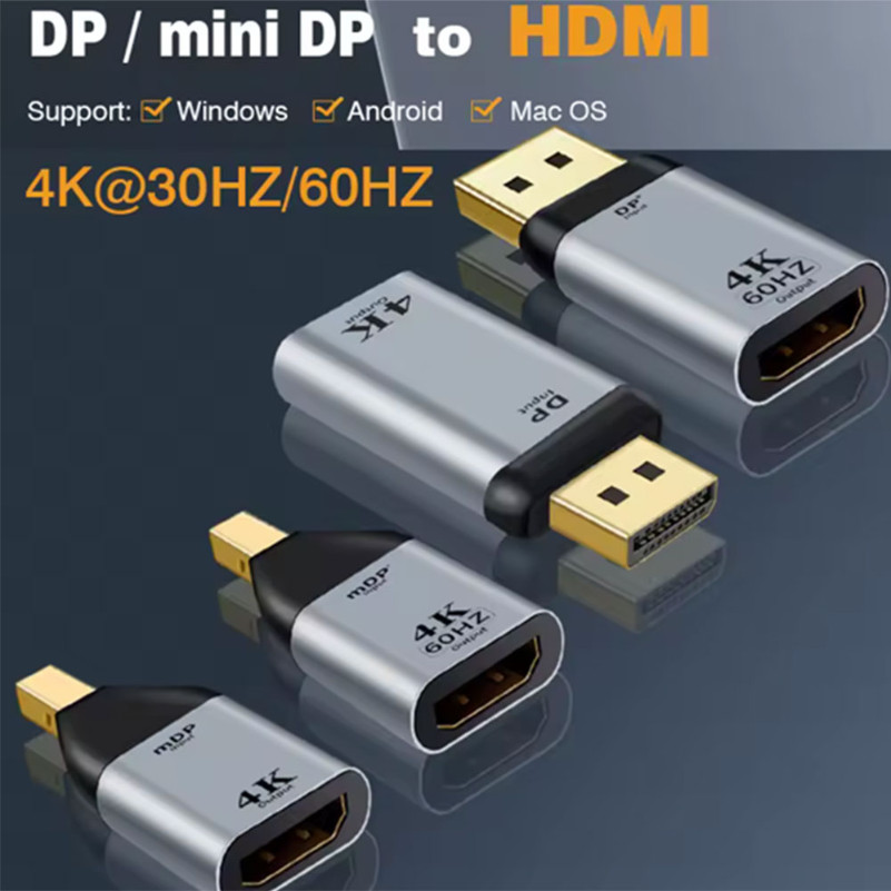 1pc DP1.2 ถึง HDMI2.0 สาย Mini DP 1.2 ถึง HDMI 2.0 อะแดปเตอร์วิดีโอ 4K @ 60Hz DisplayPort อะแดปเตอร์สําหรับ PC แล็ปท็อปโปรเจคเตอร์ Monitor