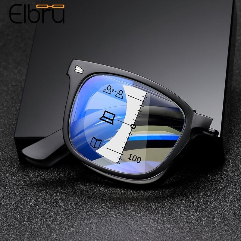 2025 แว่นตาอ่านหนังสือแบบหลายโฟกัสป้องกันแสงสีฟ้าพับเก็บได้สำหรับผู้สูงอายุ