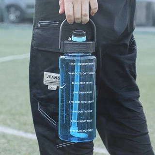 ALLUCK ขวดเครื่องดื่ม,ขวดน้ํากีฬาความจุขนาดใหญ่รั่วซึม,แบบพกพา 1.5L/2L/3L พร้อมเครื่องหมายเวลากาต้มน้ําท่องเที่ยวน้ําหนักเบา