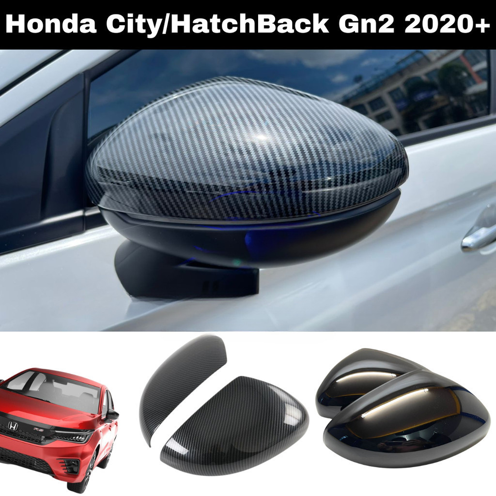 ฝาครอบกระจกมองข้าง คาร์บอนไฟเบอร์ สีดํามันวาว สําหรับ Honda City Gn2/Hatch Back 2020-2024