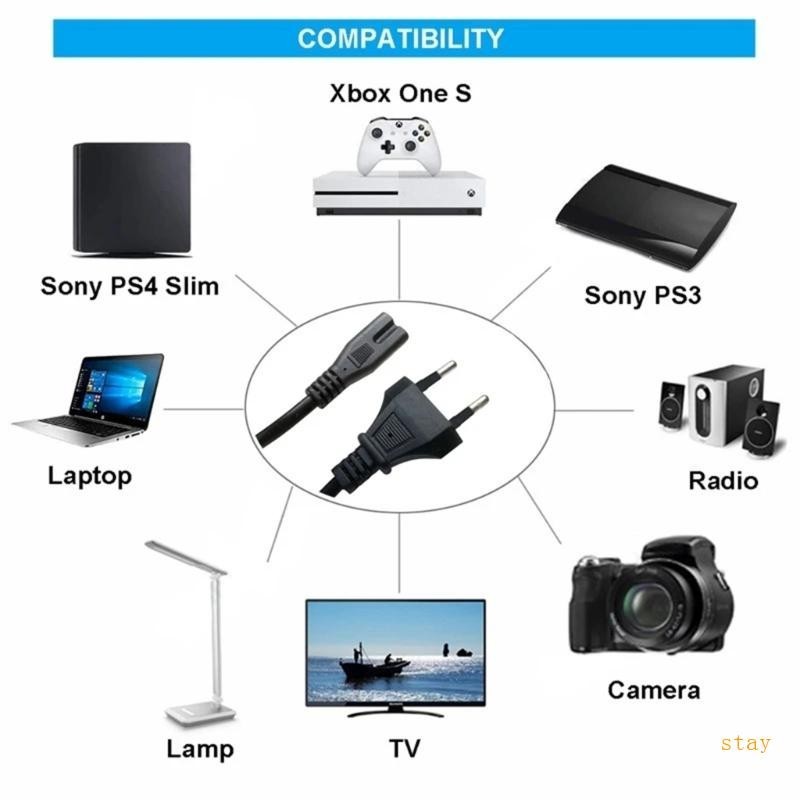 Stay สายไฟต่อขยาย 2 Pin ตัวผู้ เป็นตัวเมีย IEC320 C7 สําหรับลําโพง LCD TV