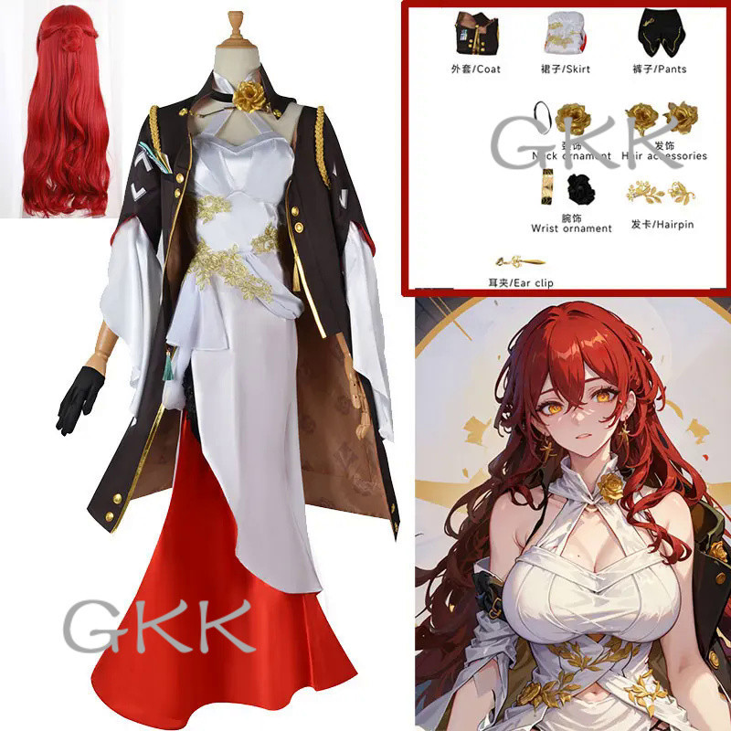 GK Anime Game Honkai Star Rail Himeko cosplay Sexy Women Dresse wig set Halloween Uniform Carnival C