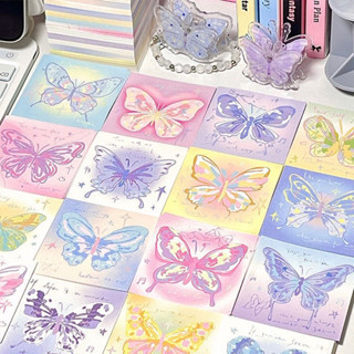 สติกเกอร์กระดาษโน้ต ลายผีเสื้อ ไล่โทนสี อเนกประสงค์ ฉีกได้ แ…