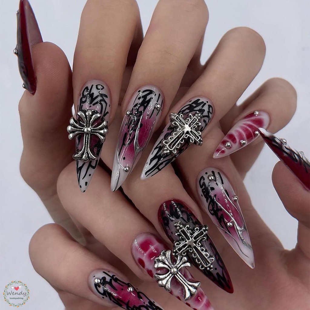 BLNAIL 24 ชิ้น ล็บปลอม เล็บปลอม นํากลับมาใช้ใหม่ได้ สําหรับตกแต่งเล็บ