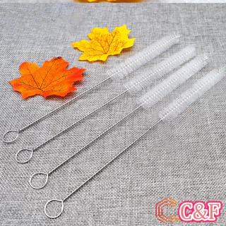 C&F แปรงล้างหลอดดูด จุกนม ขนไนล่อน ไม่ทำให้เป็นรอย Stainless steel soft straw straw brush
