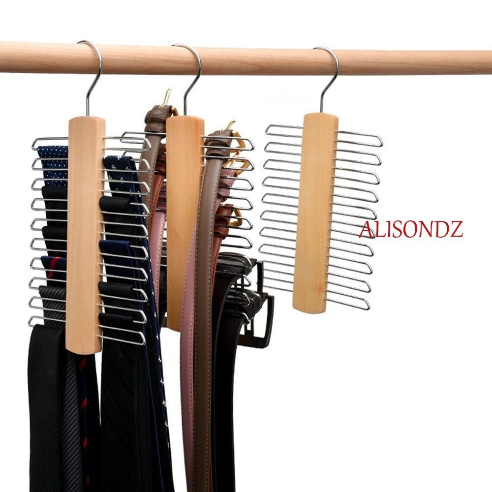Alisondz ไม้แขวนเนคไท ไม้แขวนเสื้อ 20 บาร์ มัลติฟังก์ชั่น กันลื่น ประหยัดพื้นที่ ตะขอแขวนผ้าพันคอ ตู้เสื้อผ้า