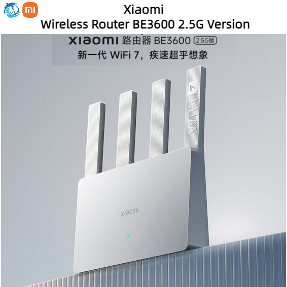 Xiaomi เราเตอร์ไร้สาย BE3600 แบรนด์ใหม่ WiFi7 เราเตอร์ 2.5G 4 แกน Qualcomm ชิป 3600 เมกะระดับ อัตราการเต้นของไร้สาย ของขวัญ