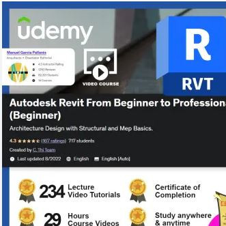 [Video Course] Autodesk Revit From Beginner to Professional ( 234 Lectures, 29 hours+ Video Tutorial