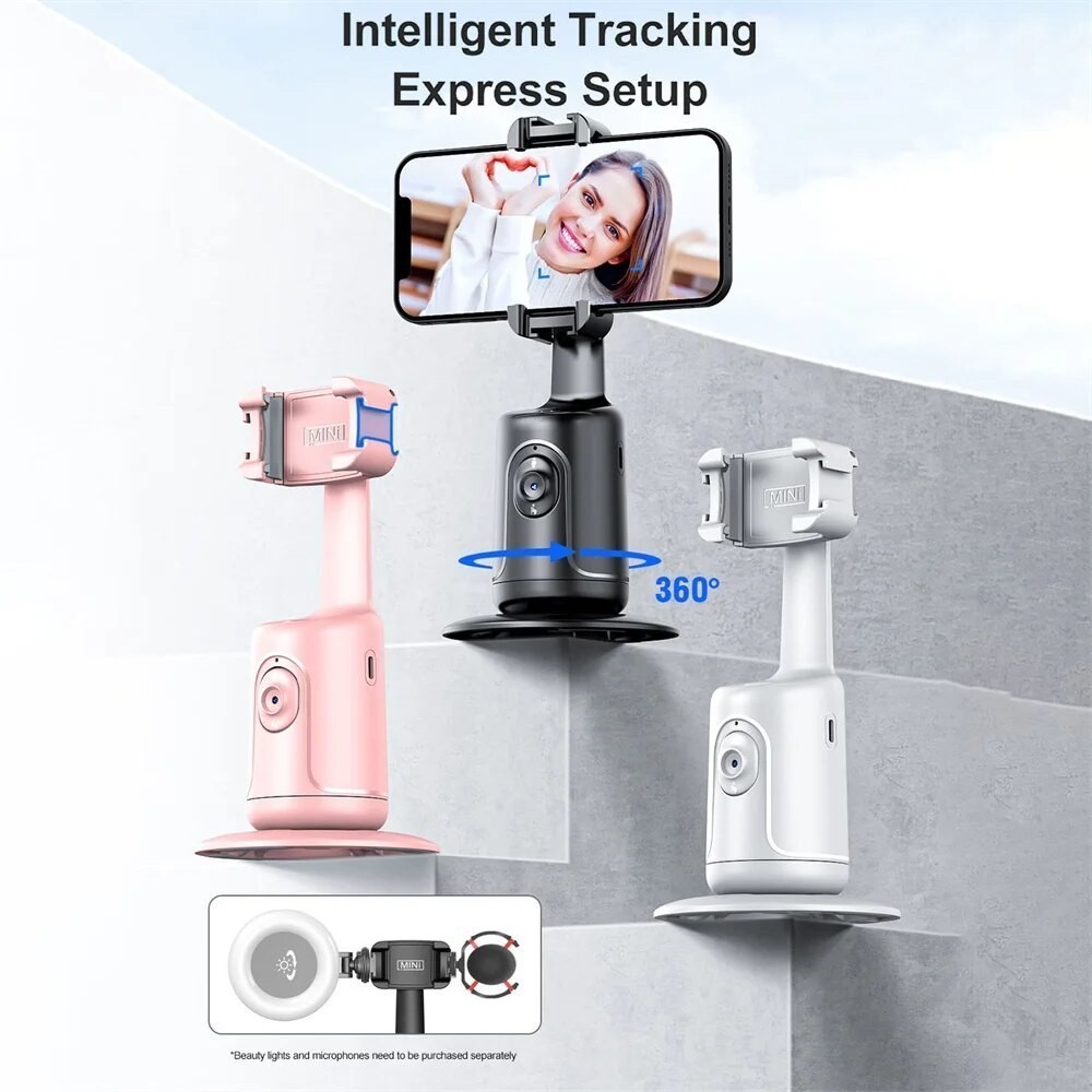 NEW P01 Pro 360 Rotation Gimbal Stabilizer AI Following Face Tracking Desktop Gimbal PTZ For Tiktok 
