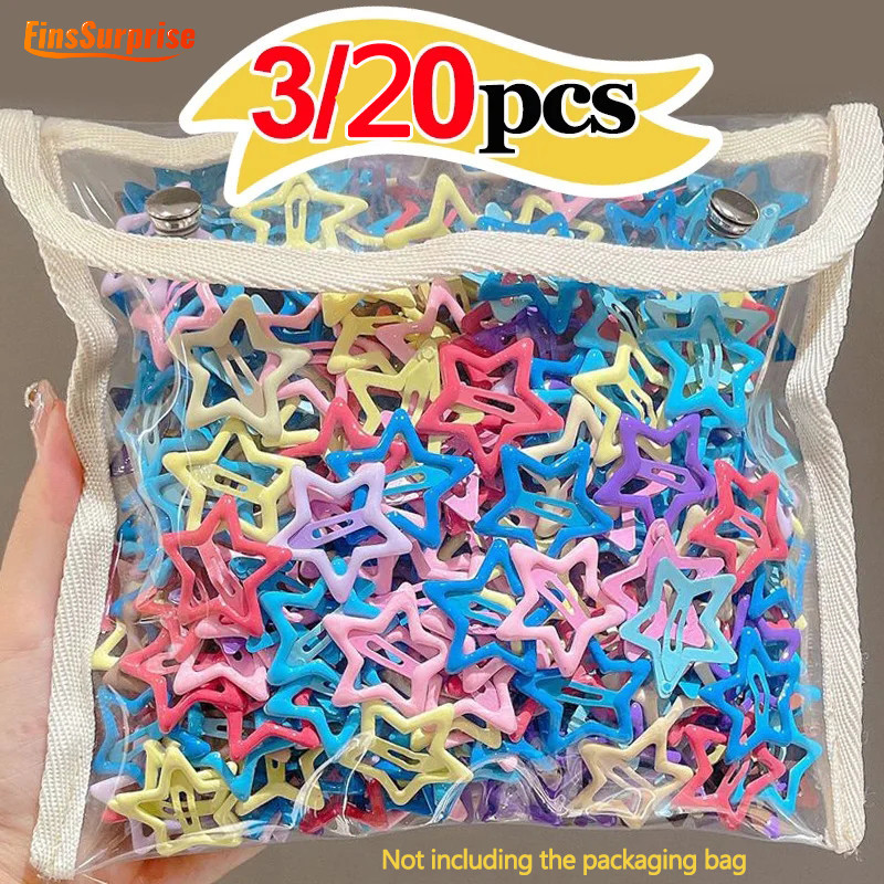 กิ๊บติดผม โลหะ รูปดาว สีสันสดใส Y2K สไตล์เกาหลี สําหรับเด็กผู้หญิง 3 20 ชิ้น