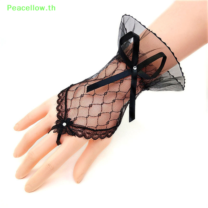 Peacellow ถุงมือไร้นิ้วลูกไม้วินเทจ สวยดู TH Bowknot Party ถุงมือสั้น TH