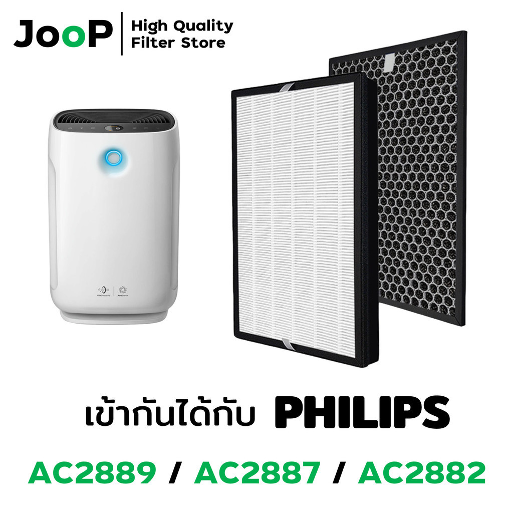 JooP Filter ไส้กรองทดแทน สำหรับ เครื่องฟอกอากาศ สำหรับ Philips รุ่น AC2887