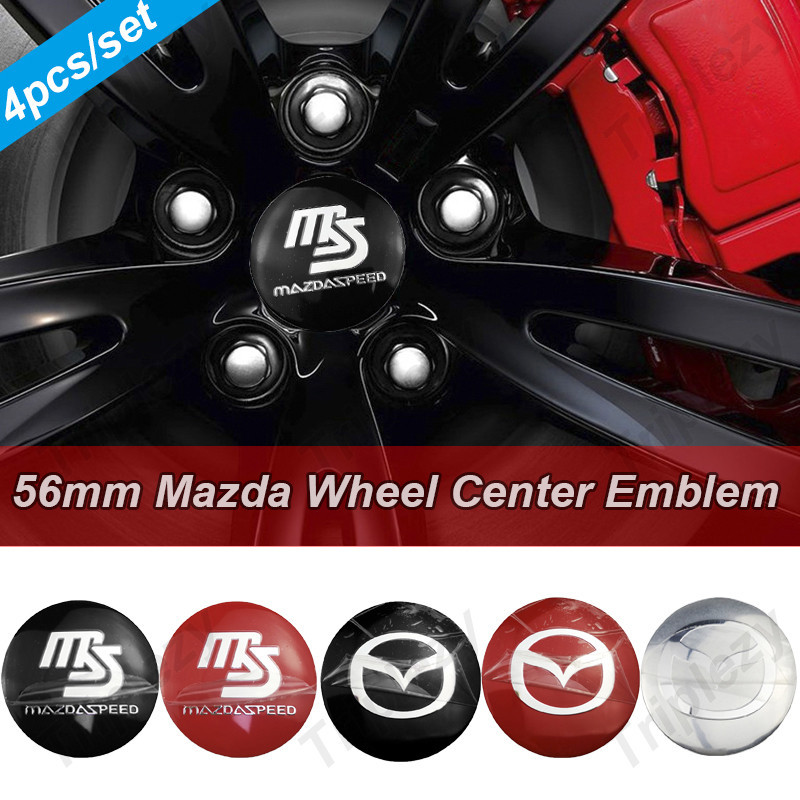 สติกเกอร์ตราสัญลักษณ์ 60 มม. 4 ชิ้น สําหรับ Mazda Rim Hub Caps 56 มม. สําหรับ Mazda MS 2 3 5 6 323 626 RX8 RX7 MX3 MX5 CX9 CX7 CX5 CX8 CX30