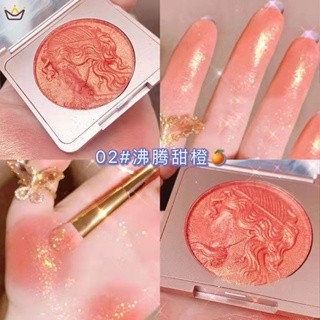 ปัดแก้ม บลัชออนเม็ดสีแน่น สีสวย เนื้อฉ่ำวาว ขนาดพกพา มีกระจกให้ในตลับ YUE