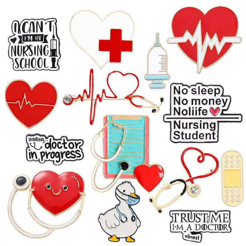 Stethoscope Collection Enamel Pins Cartoon Doctor Nurse Brooch Lapel Pin Custom Medical Badges Gradu