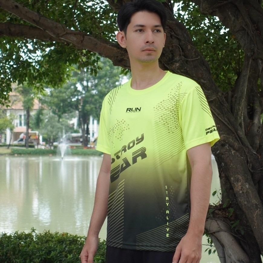 เสื้อกีฬาผู้ชาย (ผ้าเย็น) ใส่ออกกำลังกาย/วิ่ง/เตะบอล ผ้าไมโครเรียบเบาสบายระบายอากาศดีแห้งไว พิมพ์ลายทั้งตัว - รูปที่ 7