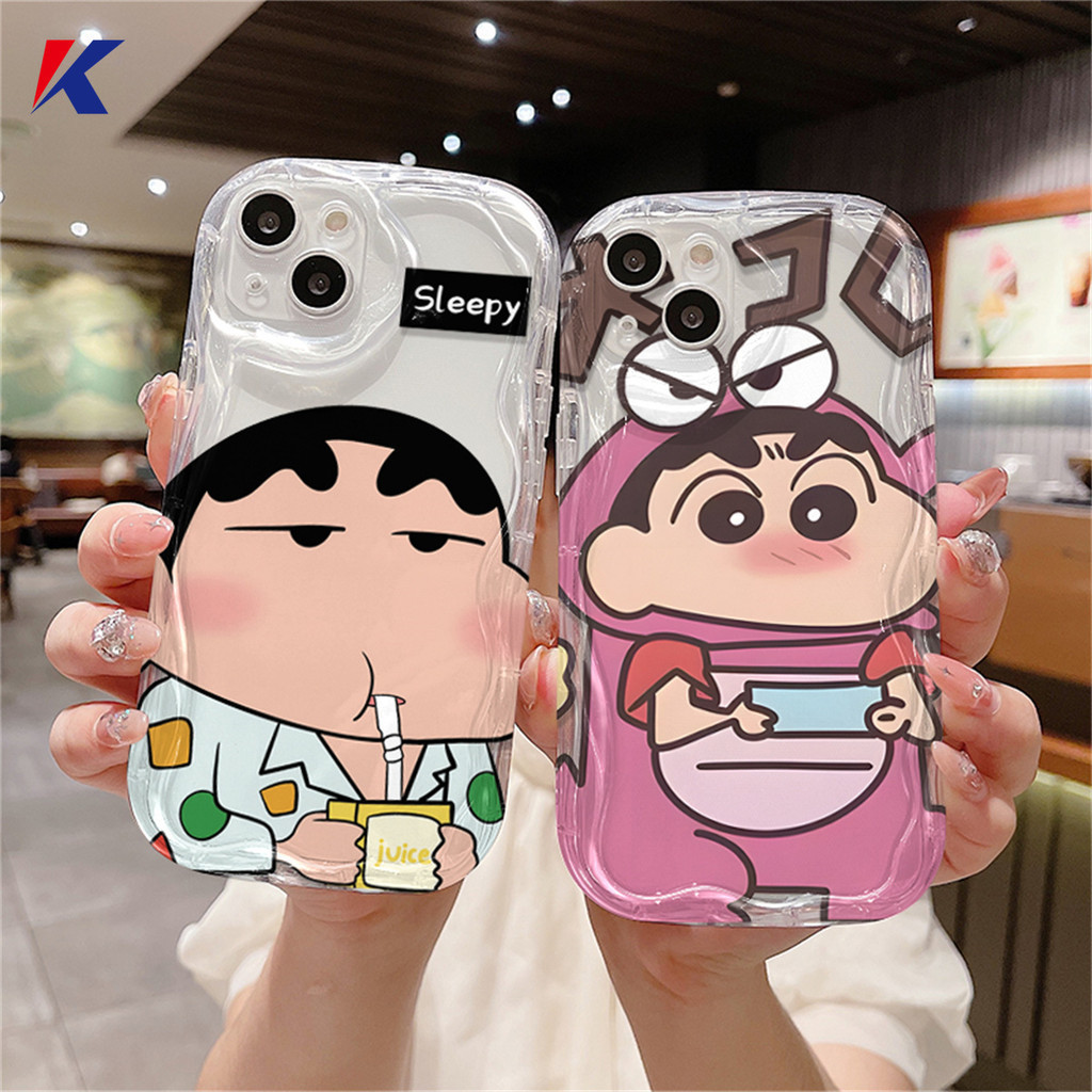 เคสโทรศัพท์มือถือใส ขอบโค้ง ลายการ์ตูนชินจังน่ารัก 3D สําหรับ OPPO A5S A16 A12 A3S A17K A15 A38 A94 
