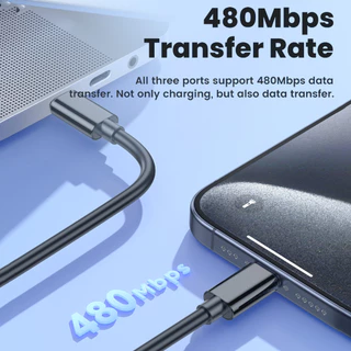 Toocki เคสชาร์จ 5-in-1 สายเคเบิล USB C ถึง USB C ความเร็วสูง 60 วัตต์ และพินสำหรับเสียบการ์ดข้อมูล Micro Type C 1OS