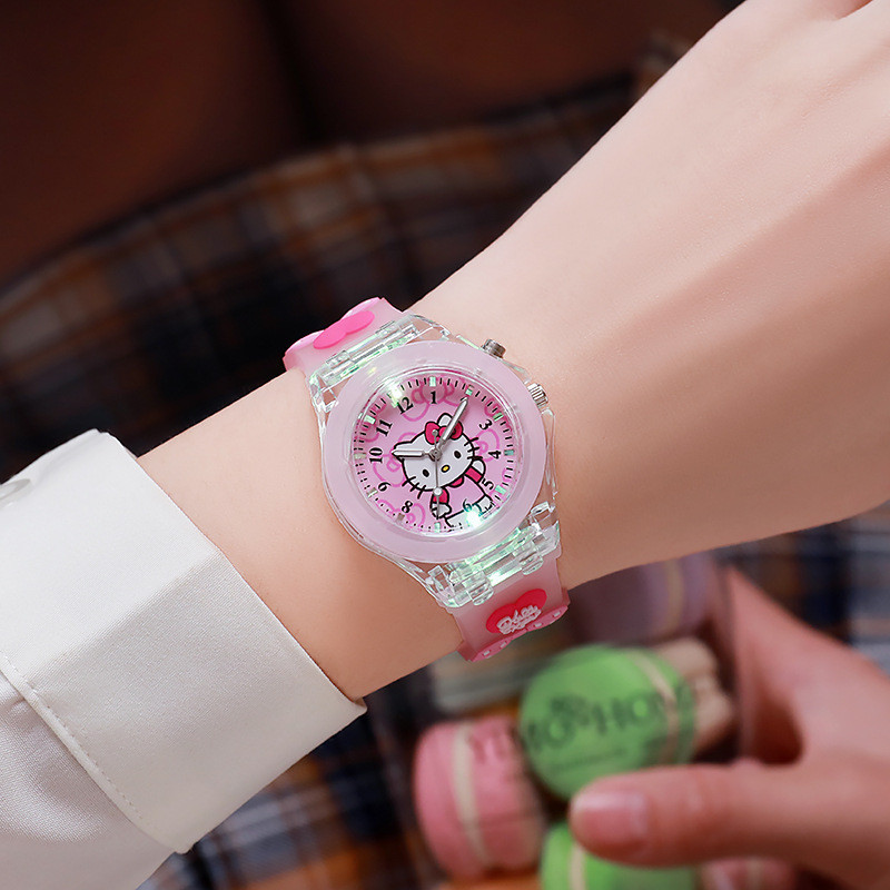SANRIO นาฬิกาข้อมือควอตซ์ ลายการ์ตูน Kuromi Melody Cinnamoroll น่ารัก พร้อมกล่องสี สําหรับเด็กผู้หญิง