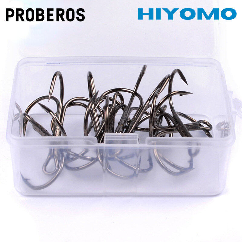 PROBEROS ชุดตะขอตกปลา 10 ชิ้น/ล็อต พร้อมกล่อง ตะขอ 3 ทาง สําหรับตกปลาช่อน เบส จิ๊กกิ้ง ขนาด 1/0, 2/0, 3/0