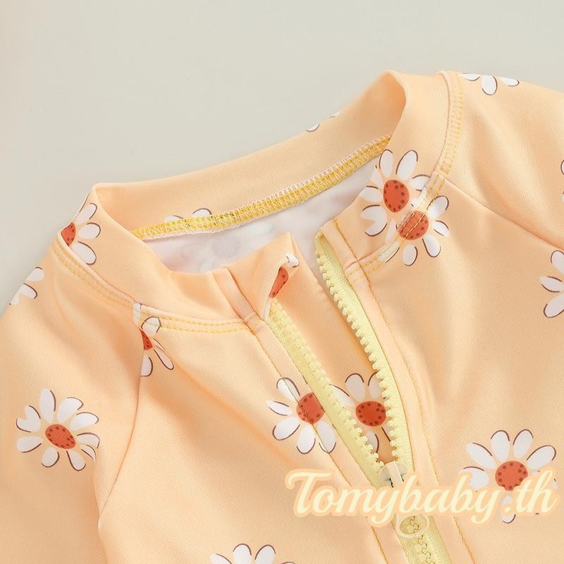 [จัดส่งจากประเทศไทย] ชุดว่ายน้ำเด็กผู้หญิง แขนยาว ลายดอกไม้ มีซิป ฤดูร้อน + หมวก สินค้าคงคลังในประเทศไทย ราคา ถูกที่สุด ดีลบีเคเค แกลเลอรีภาพที่ 4