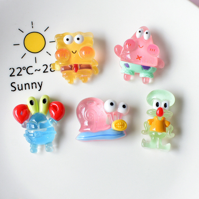 กิ๊บติดผมเรซิ่น ลายการ์ตูน SpongeBob SquarePants น่ารัก แฮนด์เมด สําหรับทําเครื่องประดับ แฮนด์เมด diy