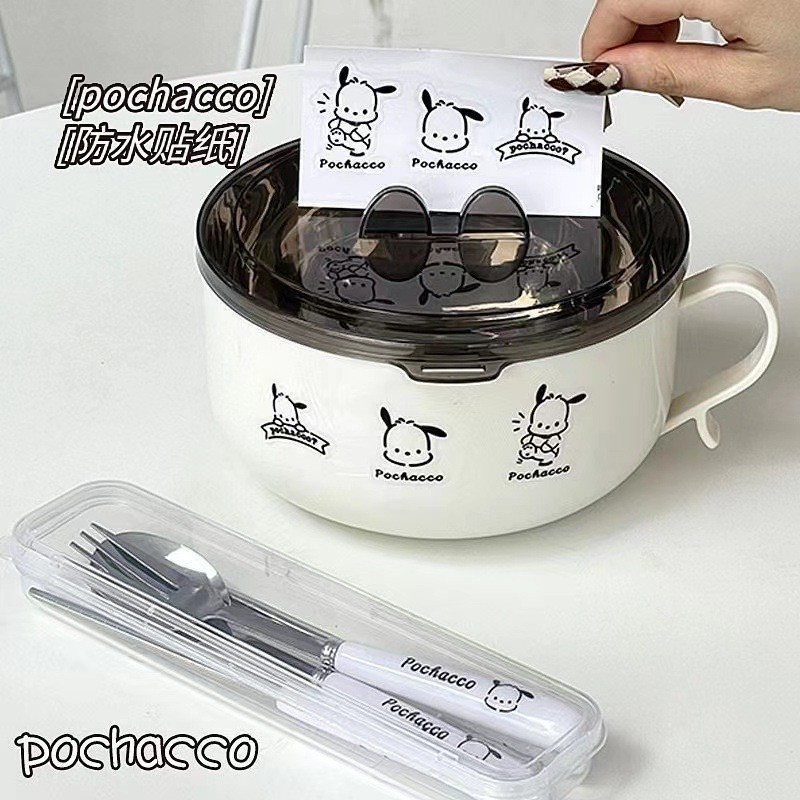 Best-seller on douyin#Pacha Dog304Instant Noodle Bowl Student Bowl and Chopsticks Set with Lid Stainless Steel Lunch Box Dormitory Large Capacity Instant Noodle BowlMQ3L