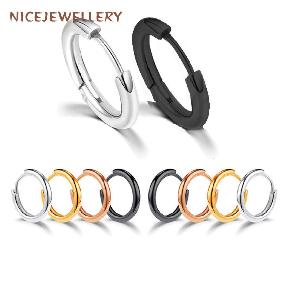 1ชิ้นสแตนเลสรอบต่างหูวงกลมต่างหูต่ําทุกข์หูกระดูกเจาะต่างหูห่วง