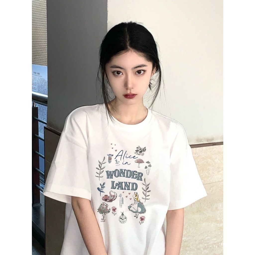 COD (จัดส่งในกรุงเทพฯ) MAO Shop เสื้อยืดผู้หญิง oversize ผ้าคอตตอน100 พิมพ์ลาย เรโทร เสื้อเเฟชั่น