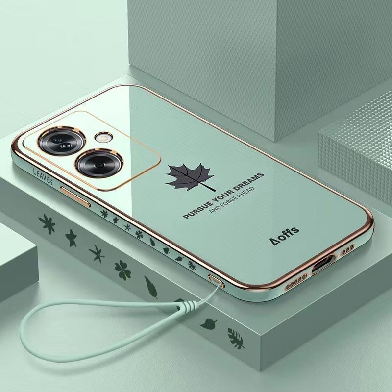 เคส OPPO A79 5G A78 4G 5G A98 5G A74 4G A96 A76 A38 A18 ขอบตรง ใบเมเปิ้ล เคสโทรศัพท์ FY