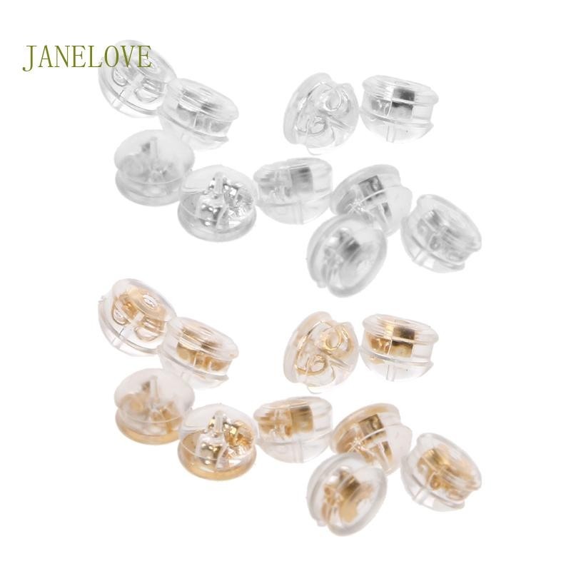 Jlove แผ่นยางซิลิโคนใส แบบนิ่ม สีทอง 18K สําหรับรองต่างหู 10 ชิ้น