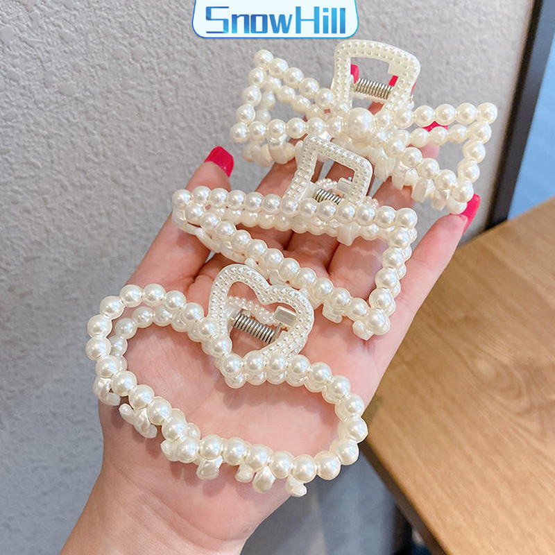 SnowHill กิ๊บติดผมประดับไข่มุกเทียม หรูหราและเรียบง่าย เครื่องประดับผม pearl hair clip