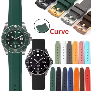 20 มม.22 มม.ซิลิโคนสายนาฬิกาสําหรับ Seiko Curved End สายซิลิโคนสําหรับ Rolex Arc ยางนาฬิกาสร้อยข้อมือ