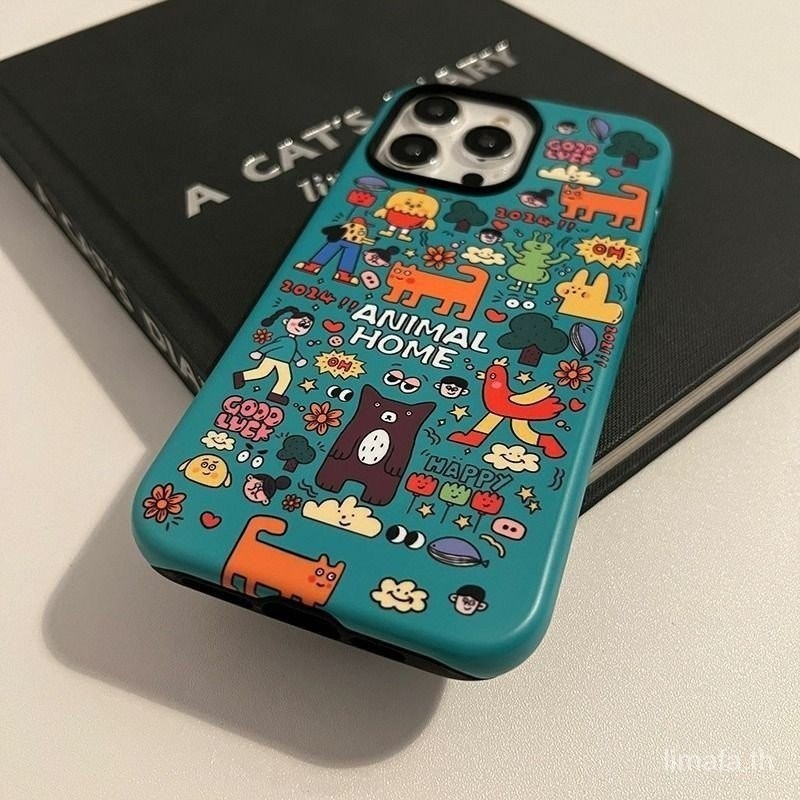 เคสโทรศัพท์มือถือแบบแข็ง กันกระแทก ลายครอบครัวสัตว์ Two-in-One สําหรับ Iphone 13 14 15promax 12pro 11 15 12 XS XR XSMAX 14plus 7 8plus 14pro 11promax 13promax