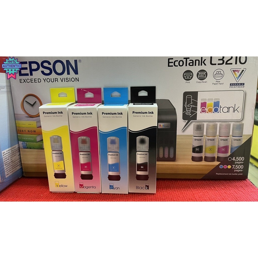 Premium Ink 003 สำหรั Epson Printer 003 หมึกเติม เกรดพรีเมี่ยม 4 สี 4 ขวด สำรัรุ่น L3110 L3150 L4150 L6160 L6190