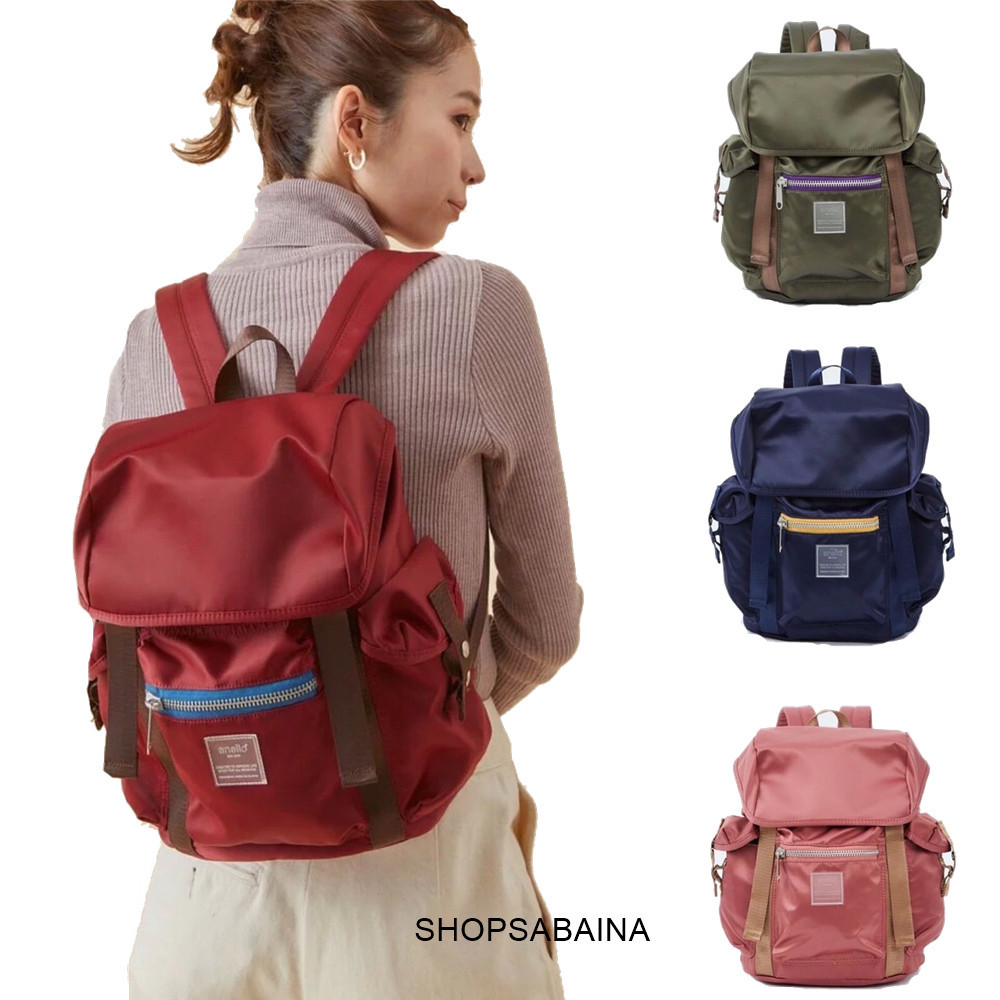 กระเป๋าใส่โน๊ตบุ๊ค anello แท้100% SIENA flap backpack ( Water Repellency) Sabina กระเป๋าเป้สะพายหลัง ผ้ากันน้ำ