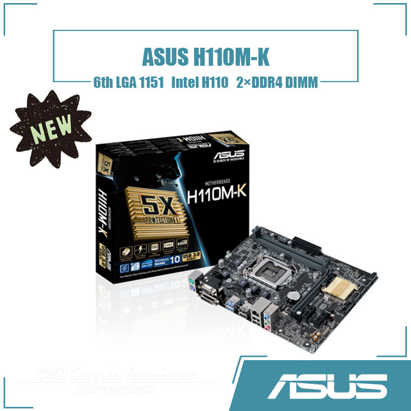 [ใหม่] เมนบอร์ด ASUS H110M-K LGA1151 2xDDR4 DIMM ใช้ชิปเซ็ต Intel H110 Micro ATX 32GB