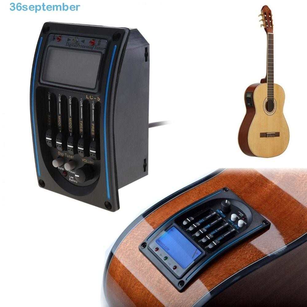 SIPTEMBER Band Acoustic Guitar Preamp, LC-5/4 5 Band Guitar Tuner System, Volume Control EQ Equalize
