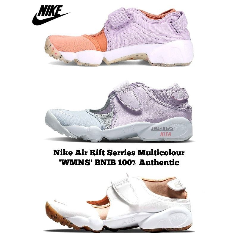 [Wmns ] Nike Air rift รองเท ้ าผ ้ าใบสีสันสดใสของแท ้ 100 % Nike rift Ninja