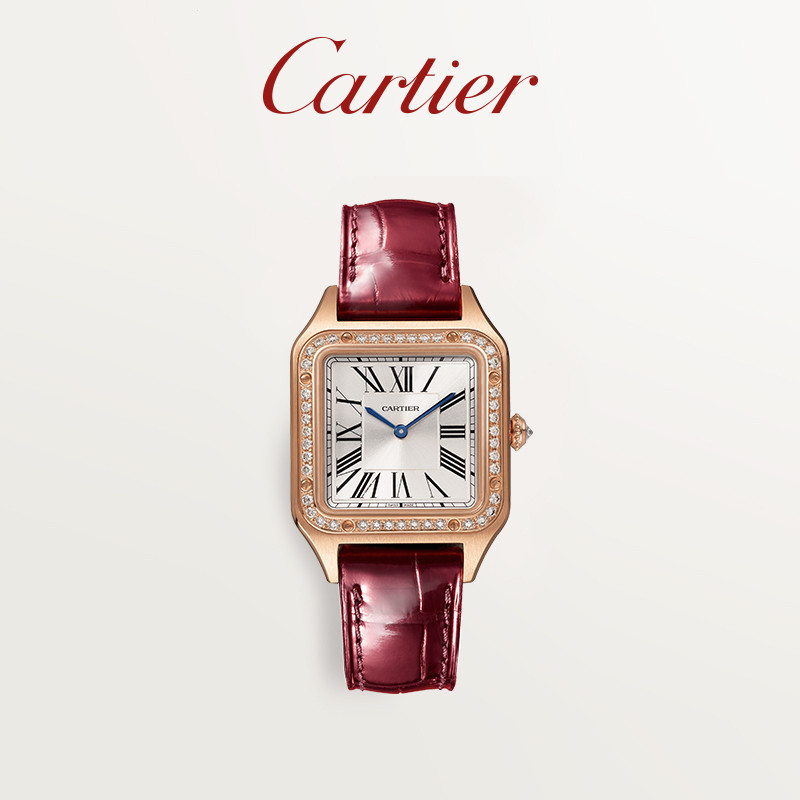Cartier Cartier Santos-Dumont นาฬิกาข้อมือ ประดับเพชร สีโรสโกลด์