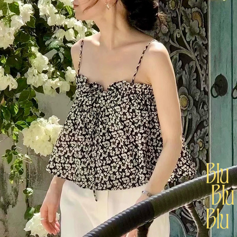 Rubie top with daisy 🦋 เสื้อสายเดี่ยว ลายลูกไม้ ผ้ายืด ใส่สบาย 🥑 สินค้าพร้อมส่ง